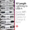 10' Lightning to USB-A MFi White