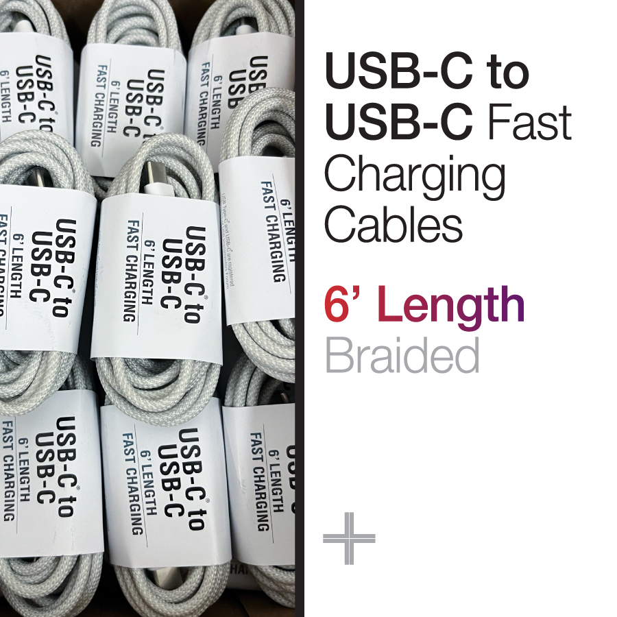 6' USB-C Fast Charging Braided Cables - 2 Colors! - Silver