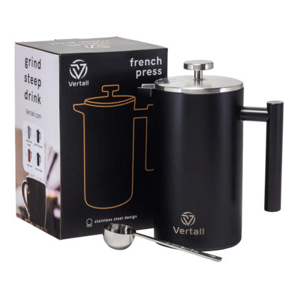 French Press Coffee Maker 34oz Stainless Steel with free Scoop by Vertall